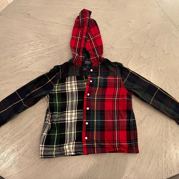 Polo Ralph Lauren Christmas Plaid Shirt Size 5 Boys - Picture 1 of 5